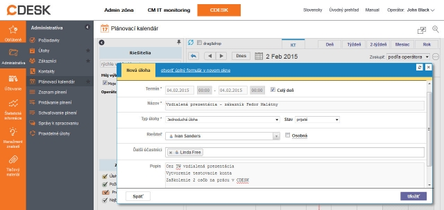 Addition of tasks in the Planning calendar Addition of tasks in the Planning calendar