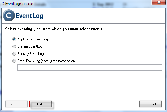 Selection of Eventlog type