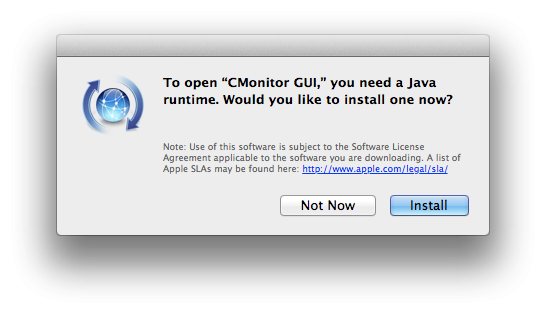 After detecting missing Java, you'll see this prompt for its installation