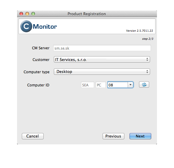 C-Monitor registration under a concrete customer