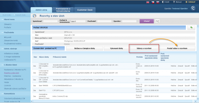 Switch into view with physical files (ScheduleList.sdl) in the schedule for a concrete PC on CM Portal