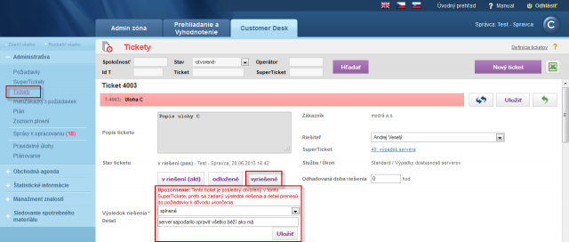 Ukončenie posledného ticketu v supertickete