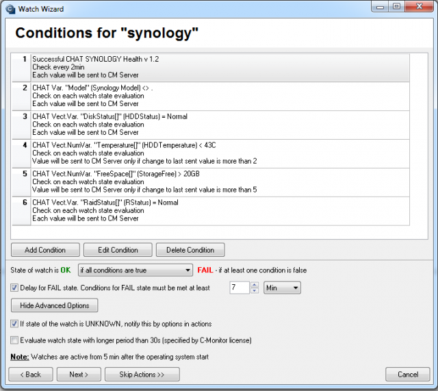 Sledované parametre pre Synology Sledované parametre pre Synology