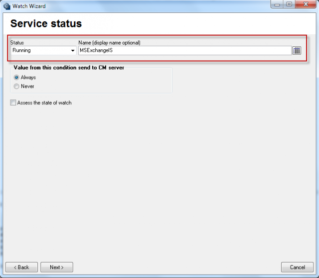Monitoring of function of Exchange Server services